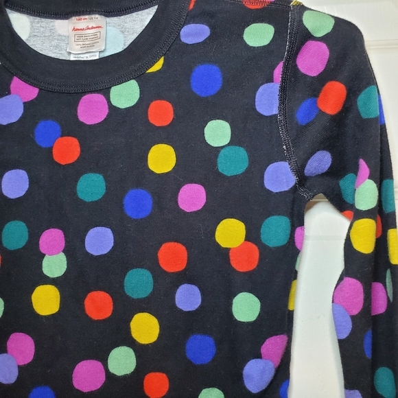 Hanna Andersson Long John Pajamas 14 160 Girls Rainbow Polka-dot Black PJ Set - Picture 3 of 15